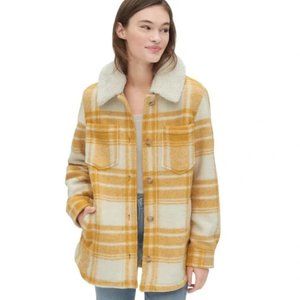 Gap Yellow Plaid Wool-blend Shacket / Shirt Jacket L